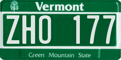 VT license plate ZHO177