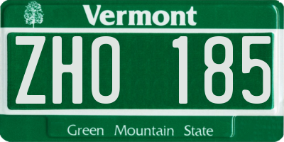 VT license plate ZHO185