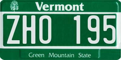VT license plate ZHO195
