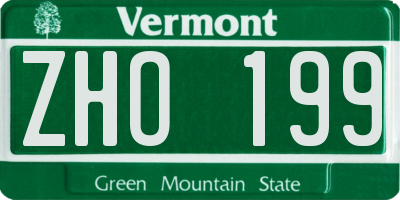 VT license plate ZHO199