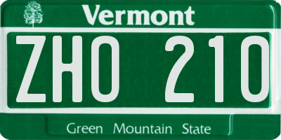 VT license plate ZHO210