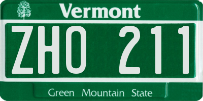 VT license plate ZHO211