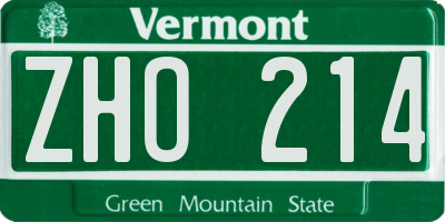 VT license plate ZHO214