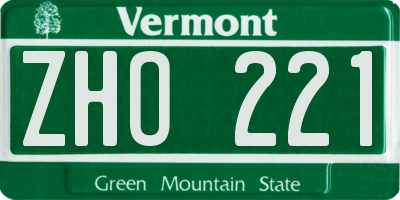 VT license plate ZHO221