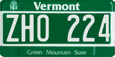 VT license plate ZHO224