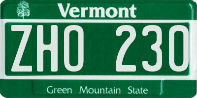 VT license plate ZHO230