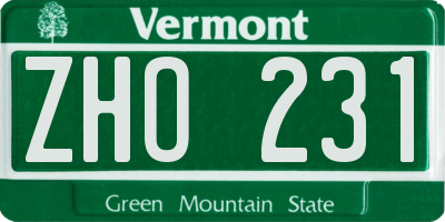 VT license plate ZHO231