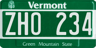 VT license plate ZHO234