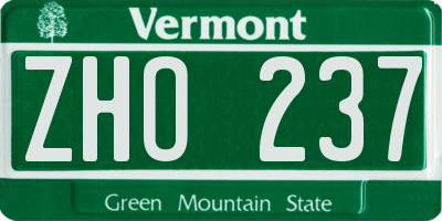 VT license plate ZHO237