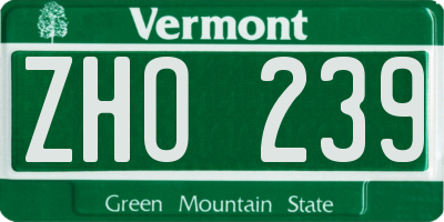 VT license plate ZHO239
