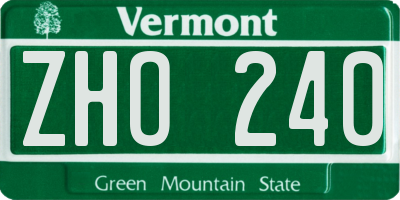 VT license plate ZHO240
