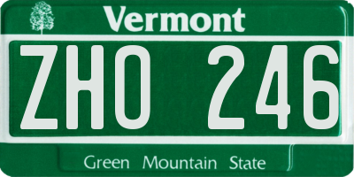 VT license plate ZHO246