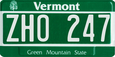 VT license plate ZHO247