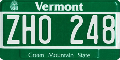 VT license plate ZHO248