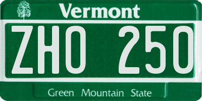 VT license plate ZHO250