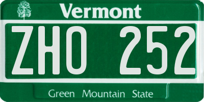 VT license plate ZHO252
