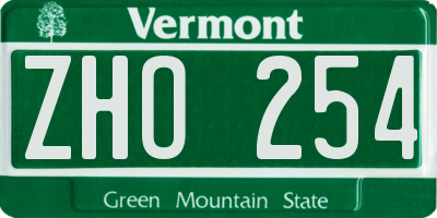 VT license plate ZHO254