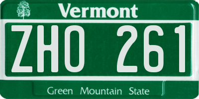 VT license plate ZHO261
