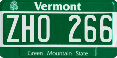 VT license plate ZHO266