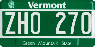 VT license plate ZHO270