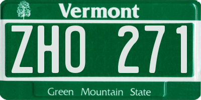 VT license plate ZHO271