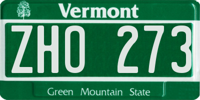 VT license plate ZHO273