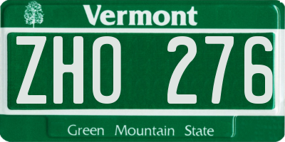 VT license plate ZHO276
