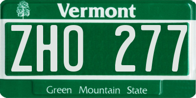 VT license plate ZHO277