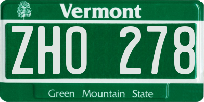 VT license plate ZHO278
