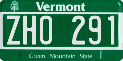 VT license plate ZHO291