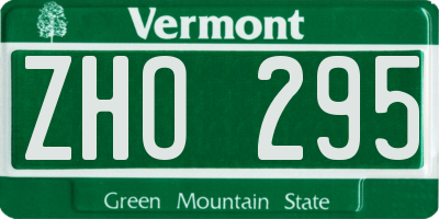 VT license plate ZHO295
