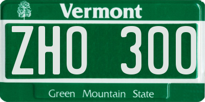 VT license plate ZHO300