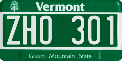 VT license plate ZHO301
