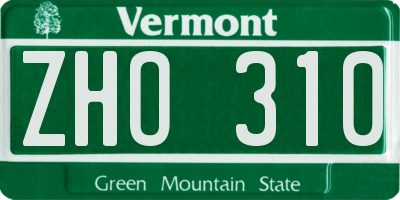 VT license plate ZHO310