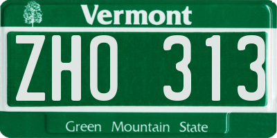 VT license plate ZHO313