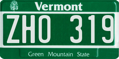 VT license plate ZHO319