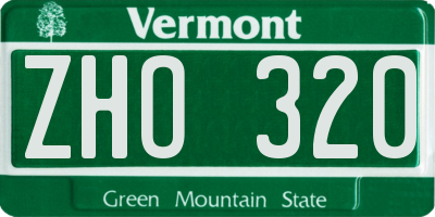 VT license plate ZHO320