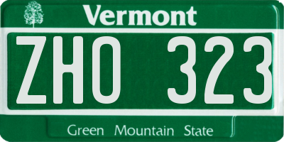 VT license plate ZHO323