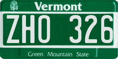 VT license plate ZHO326