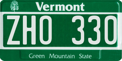 VT license plate ZHO330
