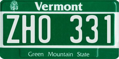 VT license plate ZHO331