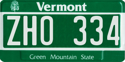 VT license plate ZHO334