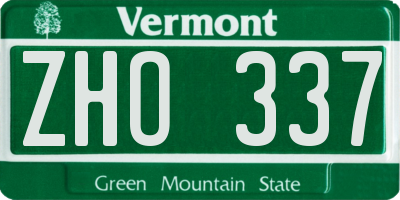 VT license plate ZHO337