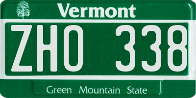 VT license plate ZHO338