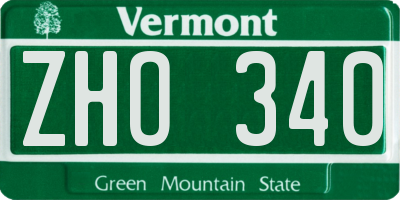 VT license plate ZHO340