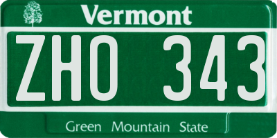 VT license plate ZHO343