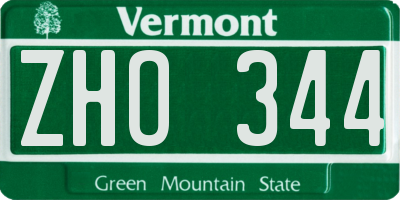 VT license plate ZHO344