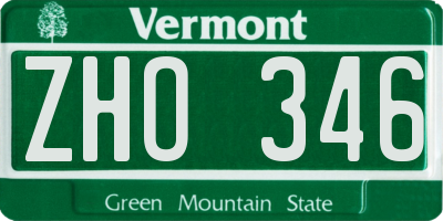 VT license plate ZHO346