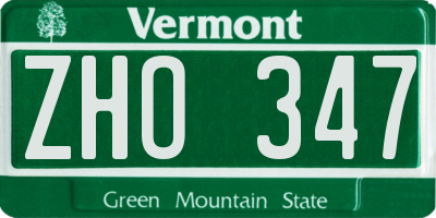 VT license plate ZHO347