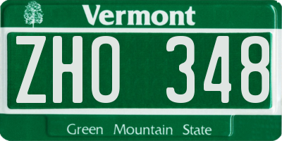 VT license plate ZHO348